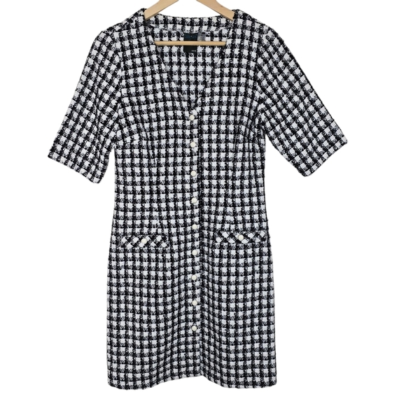 💖 Host Pick💖 Gabby Skye V-Neck Button-Front Tweed Mini Dress - Picture 10 of 11